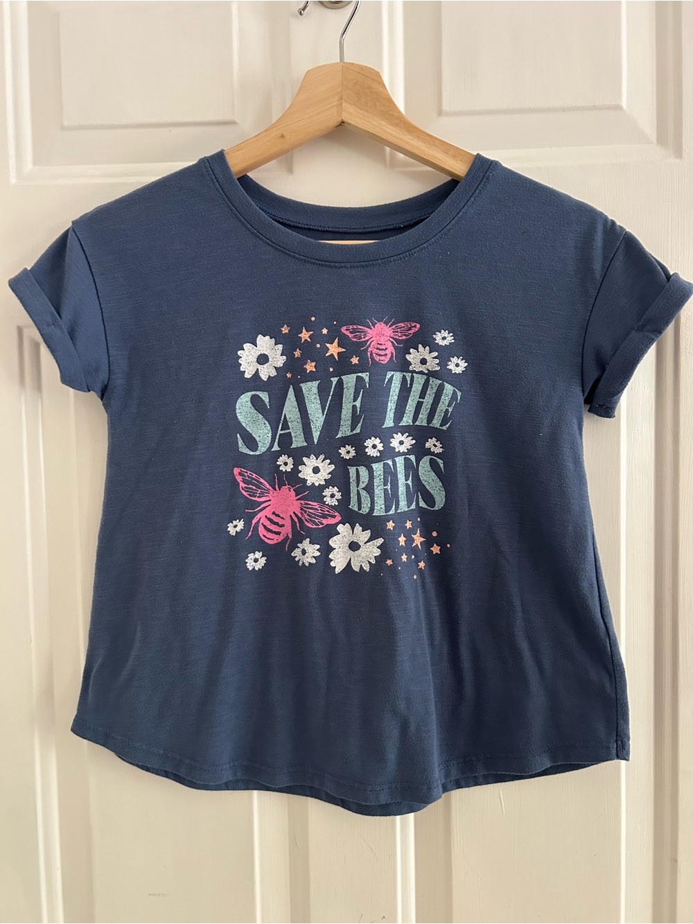 SO Navy Blue "Save The Bees" Graphic Tee with Pink & White Accents